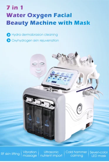 7 In1 Hydrafacial Dermabrasion Soins de la peau du visage Traitement Hydro Micro Dermabrasion Machine faciale Hydra chinoise avec masque